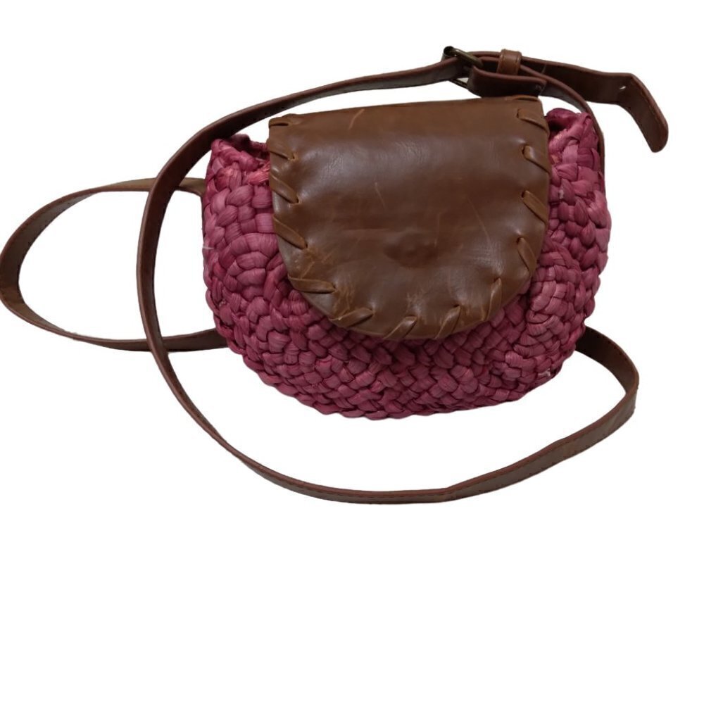 Sun N Sand | Pink Boho Straw Mini Crossbody Bag